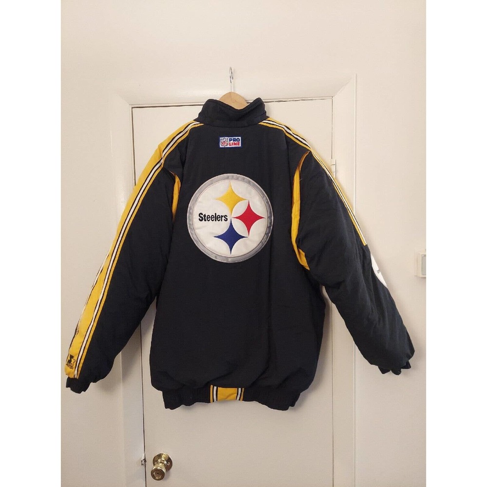 Vtg Starter Pittsburgh Steelers Football Jacket Pro Line NFL Men’s Sz XL No Hood